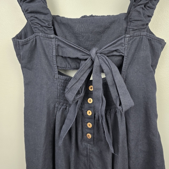 Free People Bom Bom Island Ruffle Mini Dress Cotton Linen Black Womens‎ Size SP - Picture 12 of 16